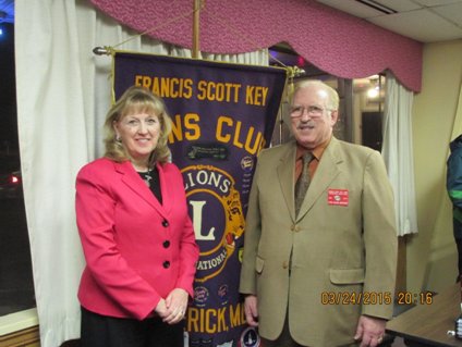 Frederick County Executive Jan Gardner with Francis Scott Key Lions President Syed Anderabi